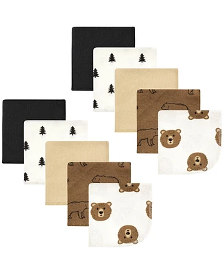 Hudson Baby Flannel Cotton Washcloths, Brown Bear 10 Pack, One