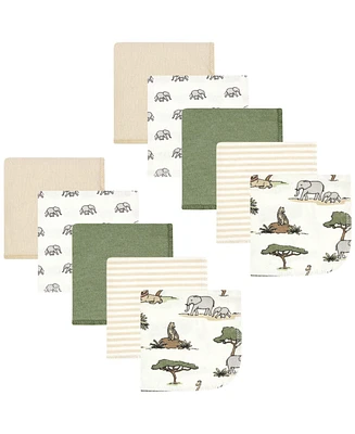 Hudson Baby Flannel Washcloths, Going On Safari 10Pk, One Size