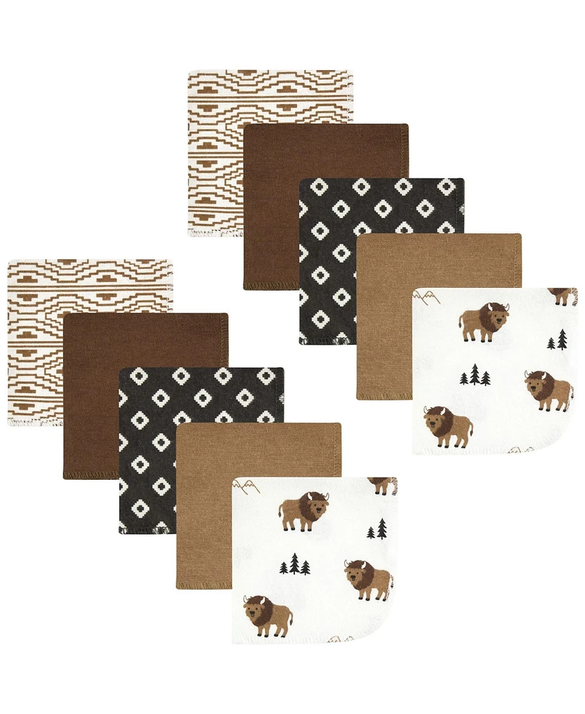 Hudson Baby Flannel Cotton Washcloths, Wild Buffalo Pack