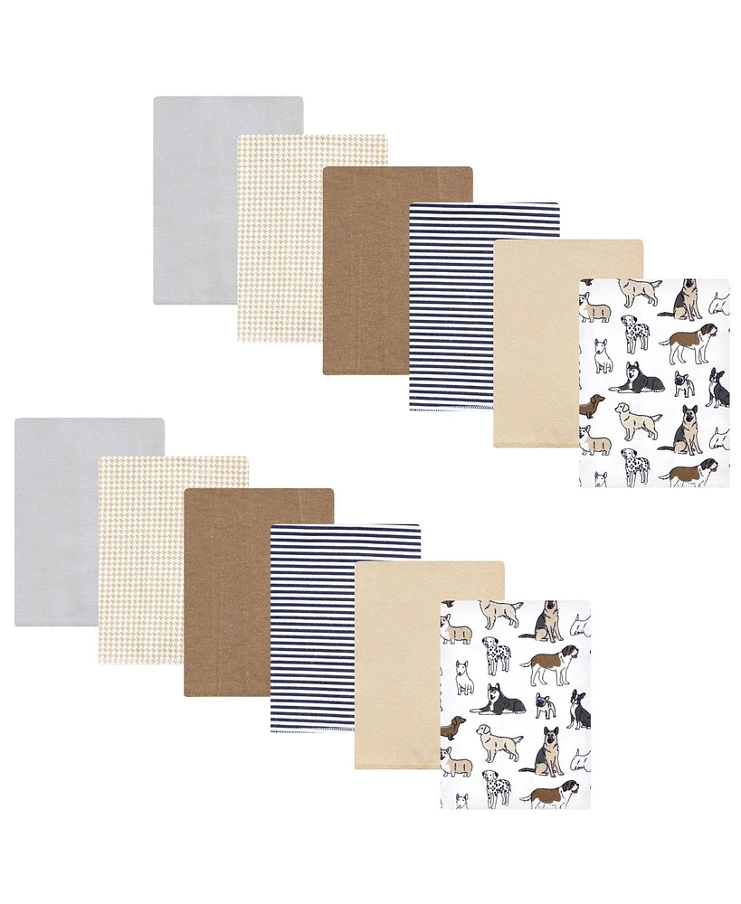 Hudson Baby Infant Boy Flannel Burp Cloth 12pk, Handsome Dogs, One Size