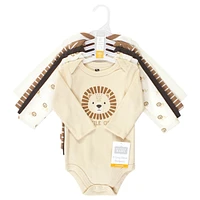Hudson Baby Boys Cotton Long-Sleeve Bodysuits, Brave Lion 5 Pack, 9-12 Months