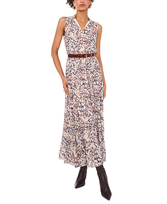 1.state Women's Split-Neck Sleeveless Maxi Dress