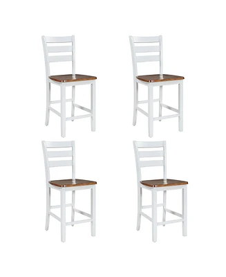 Simplie Fun Rustic Gray and Cherry Counter Height Dining Chairs with Footrest Bars (4-Pack)