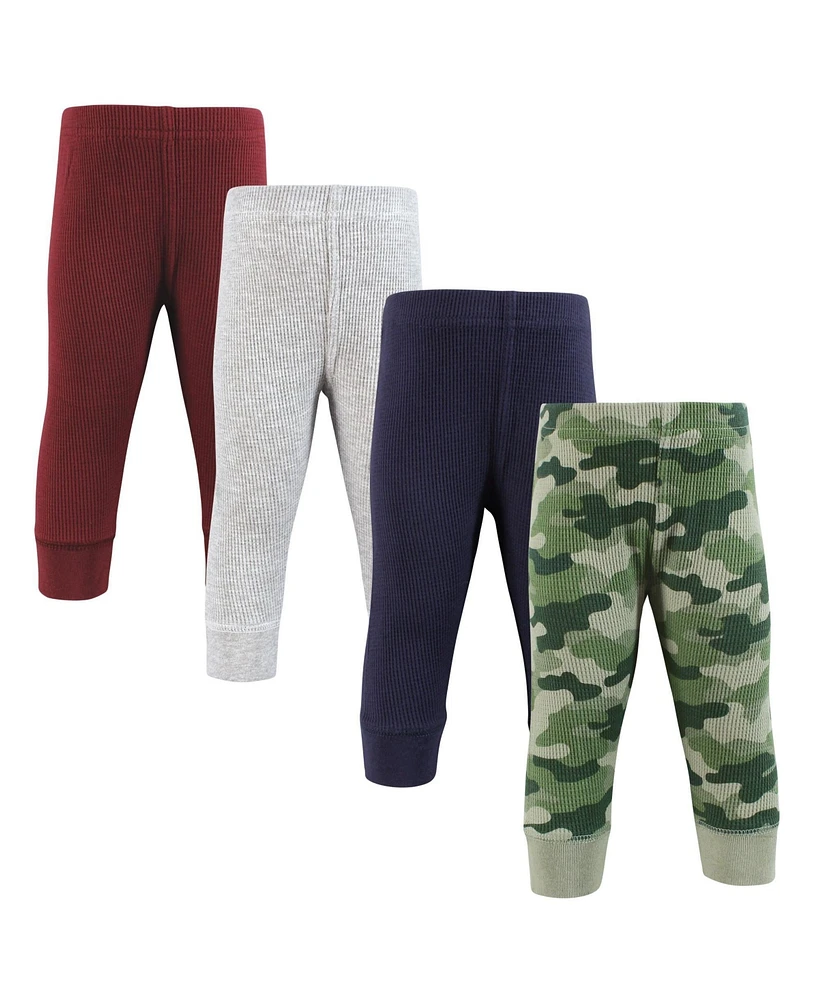 Hudson Baby Boys Thermal Tapered Ankle Pants 4pk, Basic Camo, 0-3 Months