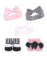 Hudson Baby Baby Girls 10Pc Headband and Socks Set, Houndstooth, 0-9 Months