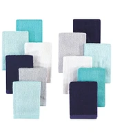 Hudson Baby Infant Boy 24Pc Rayon from Bamboo Woven Washcloths, Navy Teal, One Size