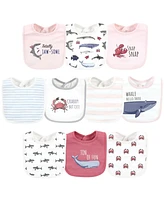 Hudson Baby Infant Girl Cotton Bibs, Girl Whale Shark, One Size