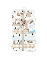 Hudson Baby Infant Boy Cotton Flannel Receiving Blankets Bundle, Boy Woodland Pals, One Size