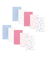 Hudson Baby Infant Girl Cotton Flannel Burp Cloths, Unicorns Rainbows Pack