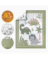 The Peanutshell Dinosaur Dreams Crib Bedding Set for Baby Boys, 3 Piece Nursery Set