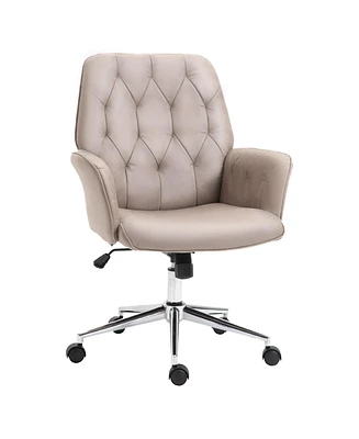 Vinsetto Mid-Back Tufted Microfiber Office Computer Swivel Chair,