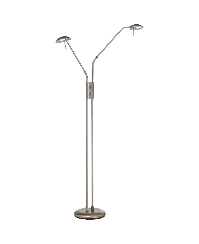 360 Lighting Casper Traditional Pharmacy Floor Lamp Standing Led 2-Light 63" Tall Brushed Nickel Silver Adjustable Arm Swivel Head Dimmer Switch for L