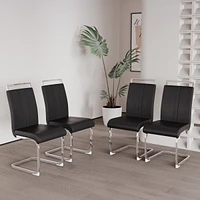 Streamdale Furniture Modern Leather Upholstered Dining Chairs with Metal Legs (Set of 4)