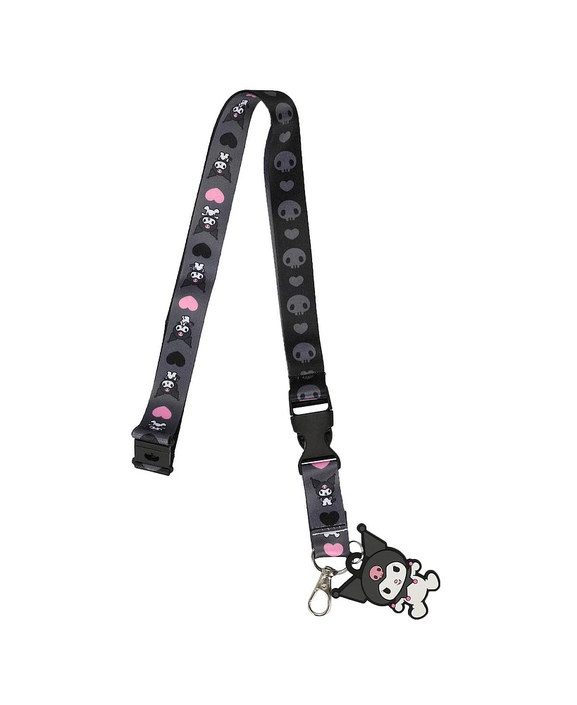 Sanrio Kuromi Hearts & Skulls Black Lanyard With Character Charm