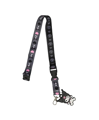 Sanrio Kuromi Hearts & Skulls Black Lanyard With Character Charm