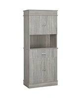 Homcom 72" Modern Kitchen Buffet Pantry Hutch w/ Drawer & Adjustable Shelves, Grey