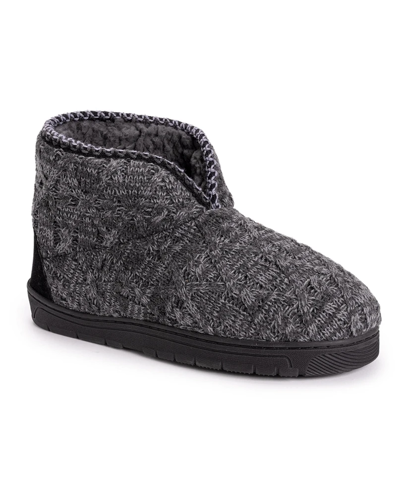 Muk Luks Men's Mark Bootie Slippers, Grey Marl, M (10-11)