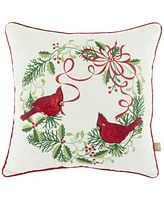 Lenox Cardinal Wreath Decorative Pillow, 18" x 18"