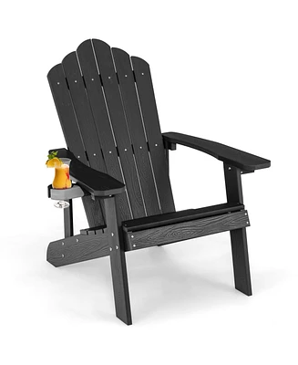 Slickblue Weather Resistant Hips Outdoor Adirondack Chair with Cup Holder