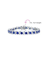 Bling Jewelry Fancy Prong Set Solitaire Round Cubic Zirconia Royal Blue Royal Blue Cz Wave Tennis Bracelet For Women 7 Inch