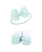 Hudson Baby Baby Girls Headband and Socks Giftset, Purple Mint, One