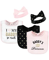 Hudson Baby Baby Girls Cotton Bib and Headband or Caps Set, Daddys Princess, One