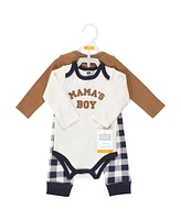 Hudson Baby Boys Long-Sleeve Bodysuits and Pants, Brown navy mamas - boy long