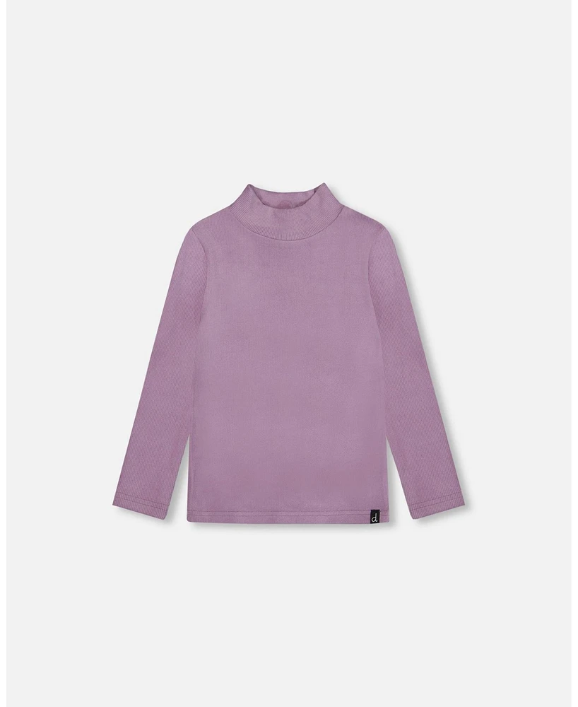 Deux par Deux Toddler Girls Super Soft Brushed Mock Neck Top Lilac - Toddler|Child