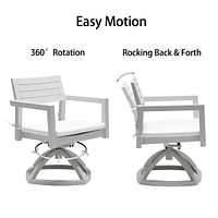 Sunbrella Fabric Swivel Rocker Dining Chair with Ergonomic Backrest