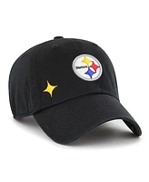 Women's '47 Brand Black Pittsburgh Steelers Confetti Icon Clean Up Adjustable Hat