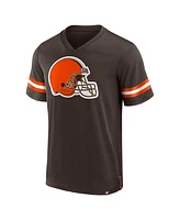 Fanatics Men's Brown Cleveland Browns Jersey Tackle V-Neck T-Shirt