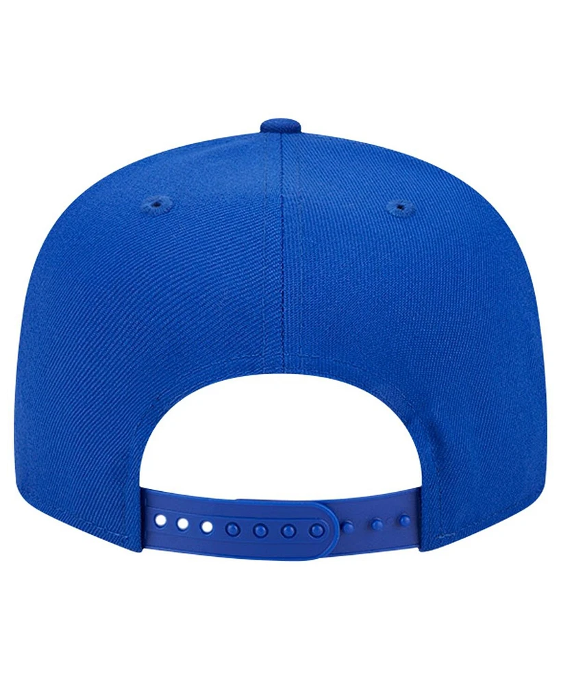 New Era Men's Blue New York Knicks Evergreen Script Side Patch 9FIFTY Snapback Hat