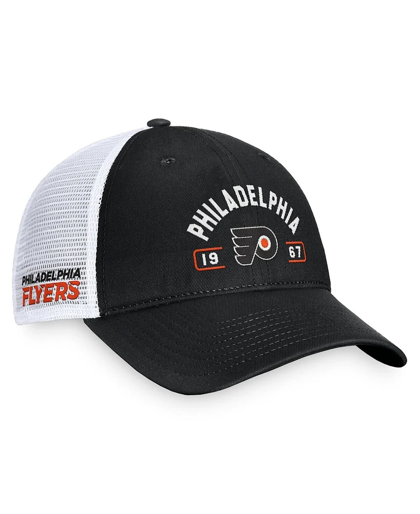 Fanatics Men's Black/White Philadelphia Flyers Free Kick Trucker Adjustable Hat