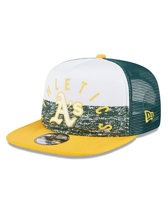 New Era Men's White/Gold Oakland Athletics Team Foam Front A-Frame Trucker 9FIFTY Snapback Hat