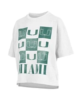 Pressbox Women's White Miami Hurricanes Motley Crew Andy Waist Length Oversized T-Shirt