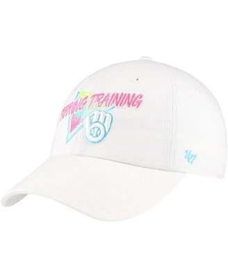 '47 Brand Men's White Milwaukee Brewers 2024 Spring Training Vapor Wave Clean Up Adjustable Hat