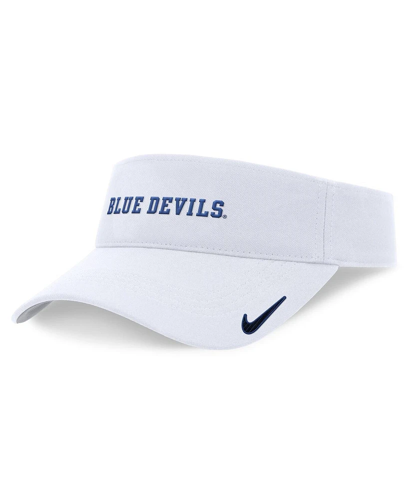 Nike Men's and Women's White Duke Blue Devils 2024 Sideline Fit Ace Visor