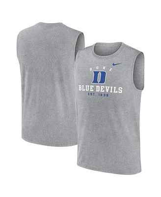 Nike Men's Heather Gray Duke Blue Devils Primetime Legend Lock Up Performance Muscle Tank Top