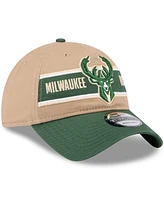 New Era Men's Tan/Hunter Green Milwaukee Bucks 2024 Nba Draft 9TWENTY Adjustable Hat