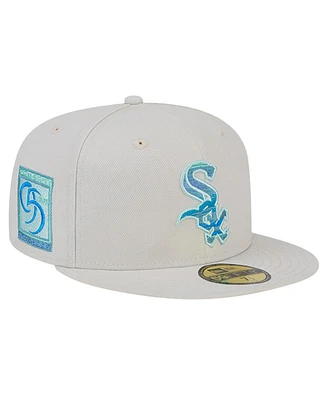 New Era Men's White Chicago Sox Stone Mist 59FIFTY Fitted Hat