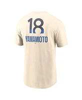 Nike Men's Yoshinobu Yamamoto Cream Los Angeles Dodgers 2024 City Connect Fuse Name Number T-Shirt