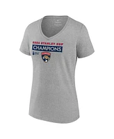 Fanatics Women's Steel Florida Panthers 2024 Stanley Cup Champions Roster V-Neck T-Shirt