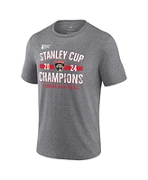 Fanatics Men's Heather Gray Florida Panthers 2024 Stanley Cup Champions Throwback Tri-Blend T-Shirt