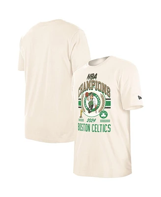 New Era Men's Cream Boston Celtics 2024 Nba Finals Champions Victory Chrome T-Shirt