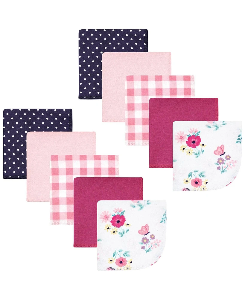 Hudson Baby Infant Girl Flannel Cotton Washcloths