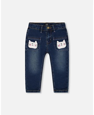 Deux par Toddler Girls Cat Jeans Dark Denim - Toddler|Child