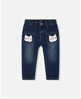 Deux par Toddler Girls Cat Jeans Dark Denim - Toddler|Child