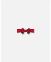 Deux par Deux Baby Girls Baby Headband With Glittering Tulle Bow Red Plaid