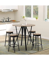 Homcom Bar Table and Chairs, Swivel Seat Dining Table & 4 Stools, Set of 5