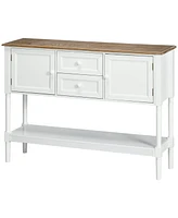 Homcom Retro Console Table W/ 2 Drawers and Cabinets for Entryway Living Room White